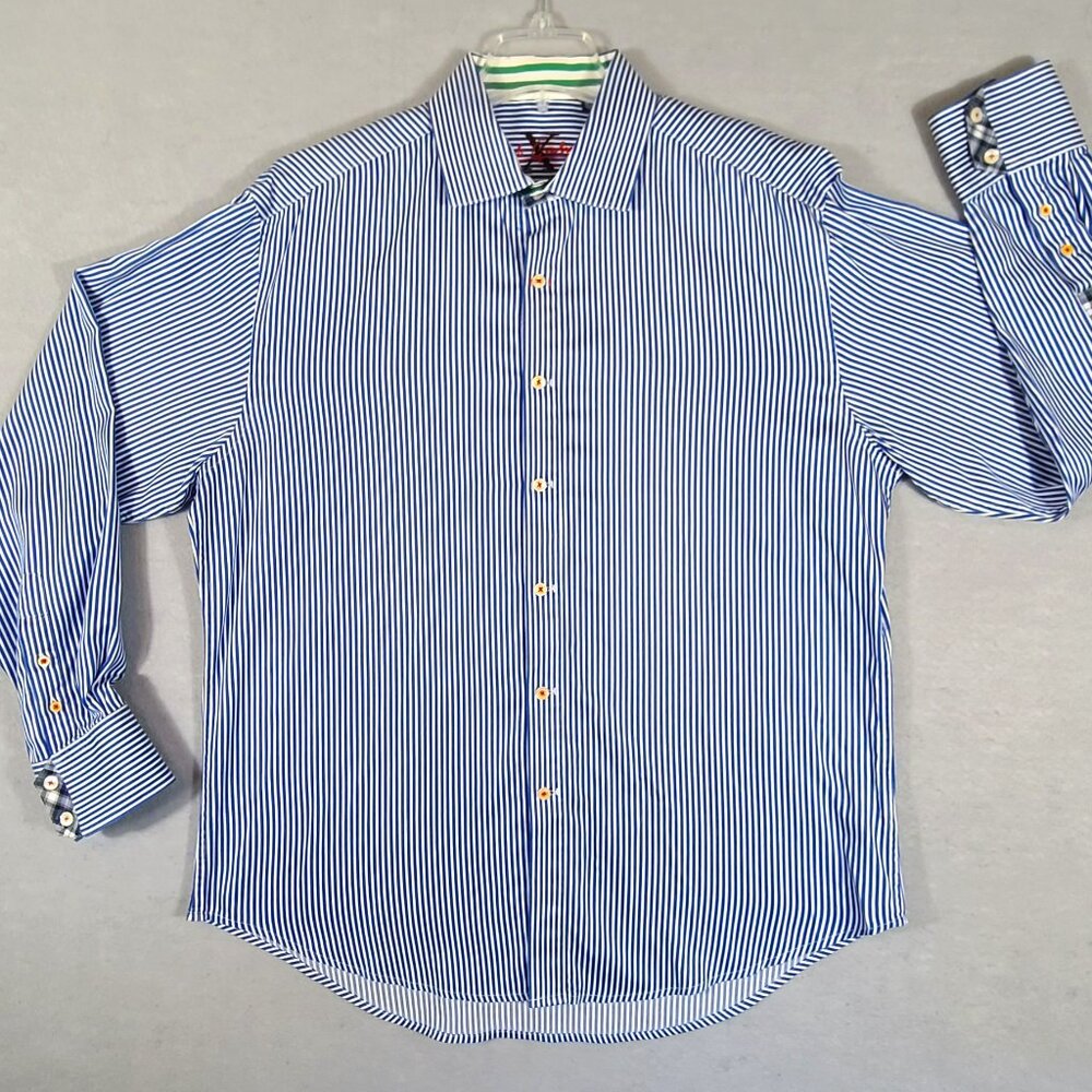 Robert Graham X Collection Striped Flip Cuff Button Up Long Sleeve Shirt